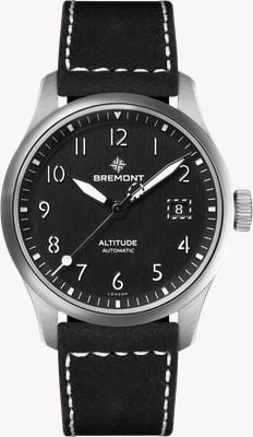 Bremont Altitude Date Automatic (39mm) Brushed Black Galvanic Metal Dial / Black Nubuck Leather Strap ALT39-DT-SS-BK-L-S