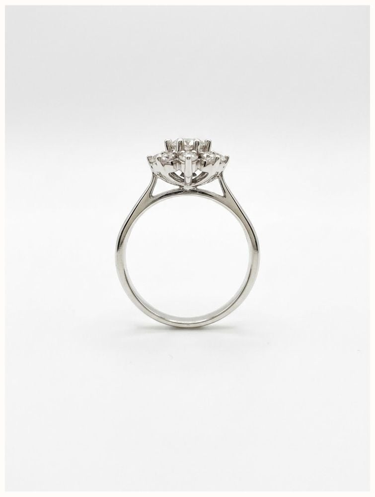 Round Brilliant Natural Diamond 9ct White Gold Cluster Flower Ring RD596W/M - alternate view 3