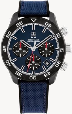 Tommy Hilfiger TH85 Carbon Composite Chronograph (42mm) Dark Blue Dial / Blue Rubber Strap 1792183