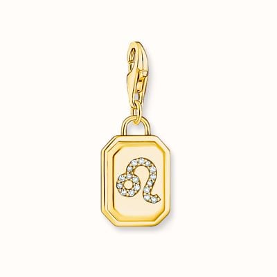 Thomas Sabo Gold-Plated Charm Pendant Zodiac Sign Leo With Zirconia 2162-414-39