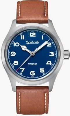 Hanhart PIONEER Preventor HD12™ (39mm) Blue Dial / Light Brown Leather Strap - M 792.870-7210