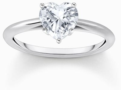Thomas Sabo Heart Cut White Zirconia Sterling Silver Ring Size 54 TR2476-051-14-54