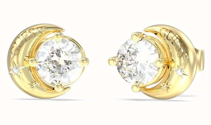 Guess Aurora Gold-Tone Crecent Stud Earrings UBE06233YG
