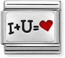 Nomination Classic OXIDIZED PLATES In Steel Enamel And 925 Silver I And U HEART Charm 330208/51