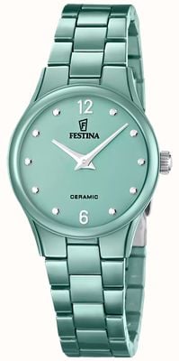 Festina Ceramic Quartz (30.5mm) Green Dial / Green Ceramic Bracelet F20751/3