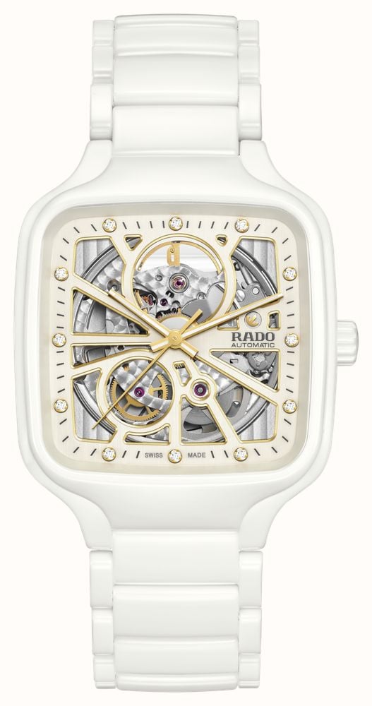 RADO True Square Automatic Open Heart Diamond 38mm White Dial White High Tech R27073702 First Class Watches