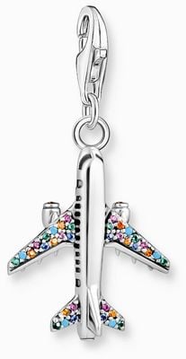 Thomas Sabo Aeroplane Charm | Sterling Silver | Crystal Set 1914-342-7