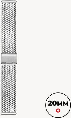 Mondaine Stainless Steel Mesh Bracelet - Silver - (20mm) Brushed Buckle FM8920STEM4