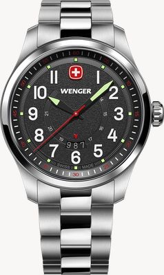 Wenger Terragraph Quartz (43mm) Textured Black Dial / Stainless Steel Bracelet 01.0541.122