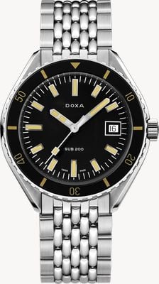 DOXA SUB 200 Sharkhunter (42mm) Black Iconic Dial / Stainless Steel Rice-Grain Bracelet 799.10.101.10