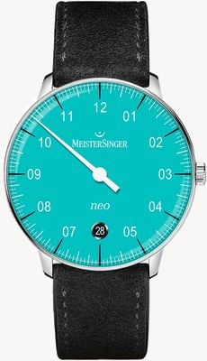 MeisterSinger Neo (36mm) Azure Blue Dial Black Suede Leather NE914