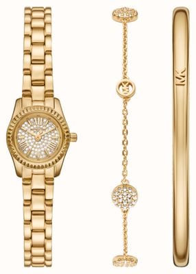 Michael Kors Micro Lexington - Gift Set (19mm) Crystal Set Dial / Gold PVD Stainless Steel Bracelet MK4944SET