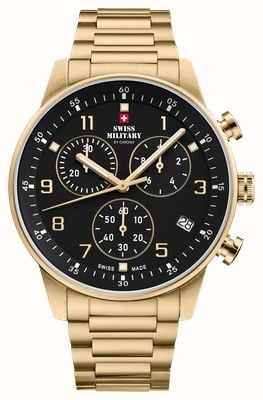 Swiss Military by Chrono Minimalist Chronograph (41mm) Black Dial / Gold PVD Stainless Steel Bracelet SM34114.05