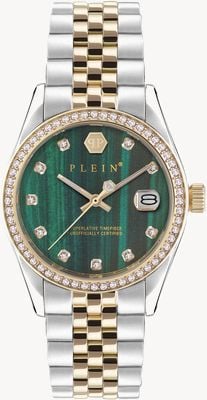 Philipp Plein DATE SUPERLATIVE STREET COUTURE / Green Dial Two Tone Steel PWYAA0523