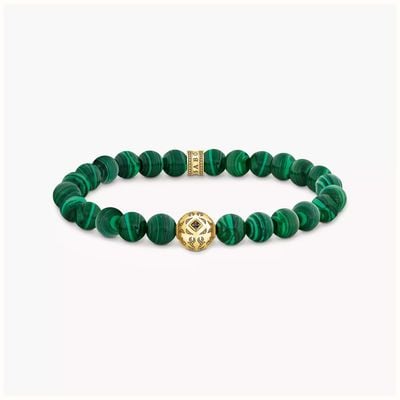 Thomas Sabo Gold-plated Beads Bracelet With Green Malachite A2145-140-6-L19