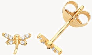 9ct Yellow Gold Cubic Zirconia Dragon Fly Studs ES723