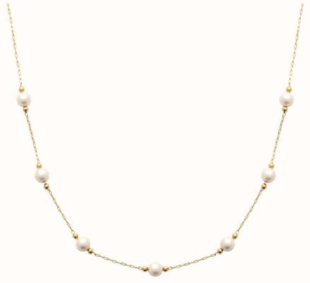 Burren Jewellery 18k Gold Plate And Pearl And Ball Necklace N1022