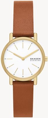 Skagen Women's Signatur Lille (30mm) White Dial / Brown Leather Strap SKW3121