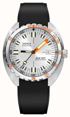 DOXA SUB 750T Searambler (45mm) Silver Sunray Dial / Black FKM Rubber Strap 825.10.021.20