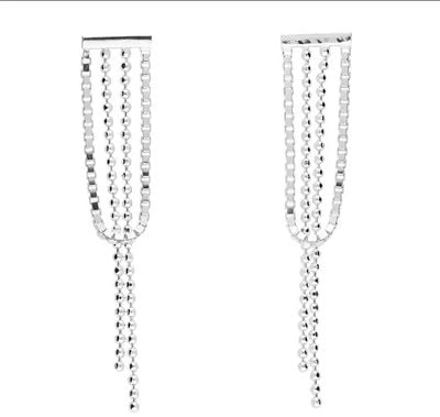 CME Leicester Limited Silver Bar Stud With Tassel Bead Chain With Looped Box Chain H4417