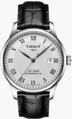 Tissot Men's Le Locle Powermatic 80 Silver Dial Black Leather Strap T0064071603300