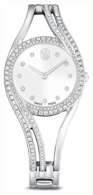 Swarovski Hyperbola Bangle (28mm) Silver Dial / Crystal-Set Stainless Steel Bracelet 5689432