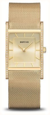 Bering Classic Crystal (26mm) Gold Sunray Dial / Gold PVD Stainless Steel Mesh Bracelet 10426-333-S