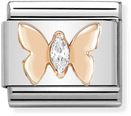 Nomination Classic Butterfly 9ct Rose Gold & Steel Charm 430305/19