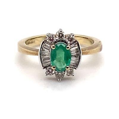 James Moore JM5315 9ct Yellow Gold Emerald Diamond Ring Jewellery