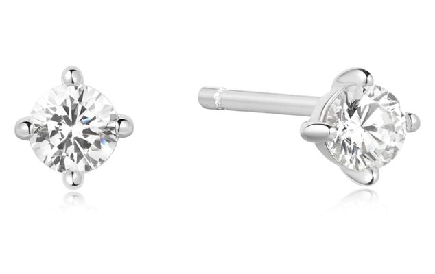 Ania Haie E057-01H Silver White Stone Solitaire Studs Jewellery