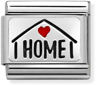 Nomination Classic Home With Heart Oxidised Sterling Silver & Steel Enamel Charm 330208/54