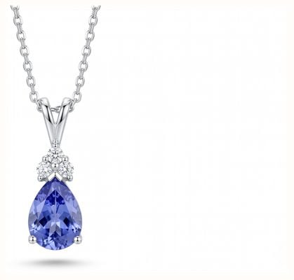 James Moore & Co 18ct White Gold 3 Diamond Pear Saph Pendant CP300050S