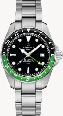 Certina DS Action GMT Powermatic 80 (41mm) Black Dial / Stainless Steel Bracelet C0329291105100