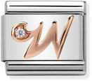 Nomination Classic Letter W 9ct Rose Gold & Steel Charm 430310/23