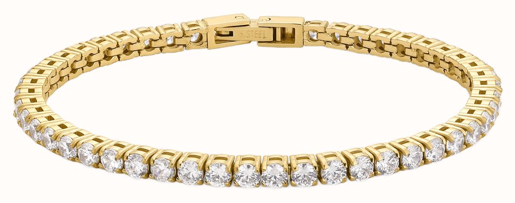D.LOUISE 14ct Yellow Gold PVD 18cm Cubic Zirconia Tennis Bracelet SKB-027-018