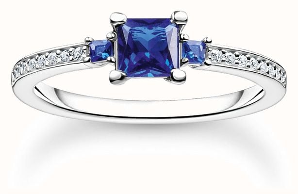 Thomas Sabo Charm Club | Charming Ring | Blue Stones | UK K / 50 TR2402-166-32-50