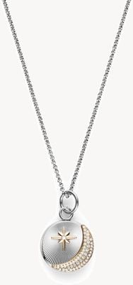 Olivia Burton Signature Celestial Star and Moon Silver Tone Pendant Necklace 24100468