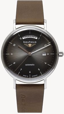Bauhaus Classic Day-Date Automatic (41mm) Anthracite Dial / Brown Leather Strap 21622