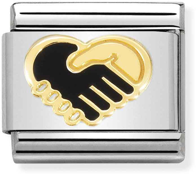 Nomination Classic SYMBOLS Steel Enamel And 18k Gold Heart Handshake Charm 030272/57