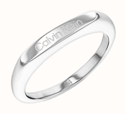Calvin Klein Faceted Minimalist Stainless Steel Ring (Size 54) 35000187C