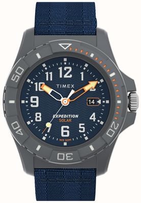 Timex Expedition North Freedive Ocean Solar Gray Tide Case Blue Dial Blue Tide Fabric Strap TW2V40300