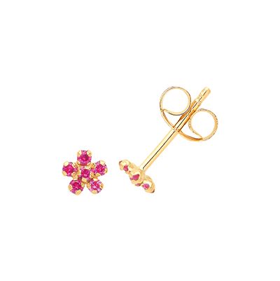James Moore TH ES718R 9ct Yellow Gold Pink Cubic Zirconia Jewellery