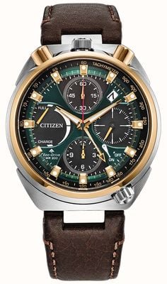 Citizen Eco-Drive Promaster Bullhead Racing Chronograph Limited Edition (45mm) Green Dial / Brown Leather AV0104-06W