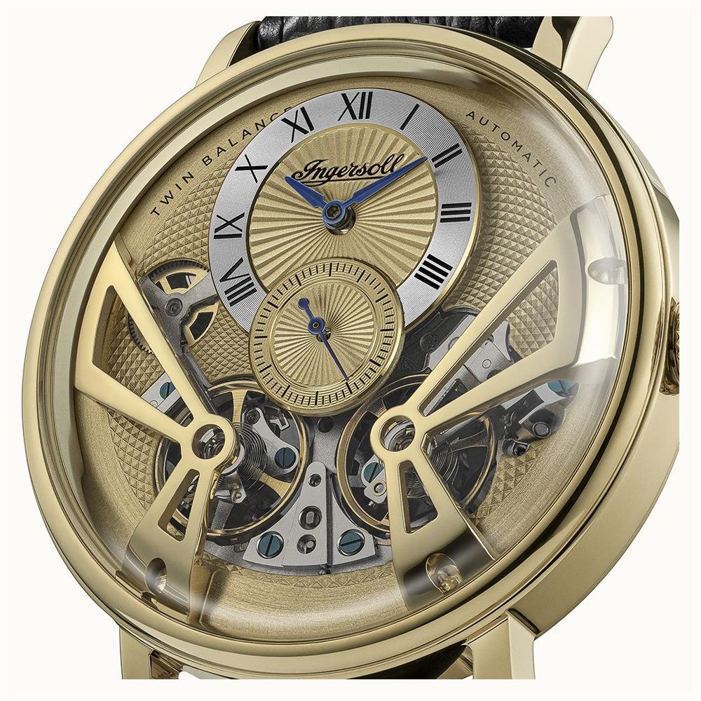 Ingersoll THE TENNESSEE Automatic (45.5mm) Gold Dial / Black Leather Strap I13106 - alternate view 4