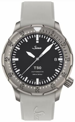 Sinn T50 Titanium Diving Watch (Captive Safety Bezel) Grey Silicone 1052.010
