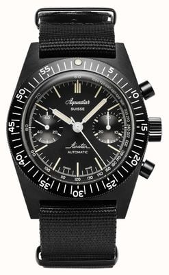 Aquastar Airstar Chronograph 60th Anniversary Re-Edition (39mm) Black Dial / Black Tropic Strap + Black NATO AIRSTAR-DLC