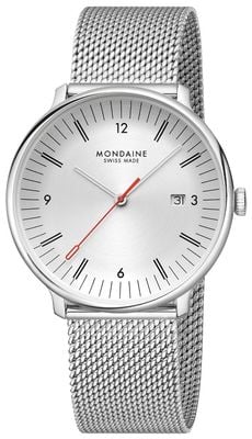 Mondaine Doppio (41mm) Off-White Dial / Stainless Steel Mesh Bracelet MLE.41210.SM-EX DISPLAY