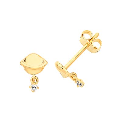 James Moore TH ES694 9ct Yellow Gold Planet With Dangle Cz Jewellery