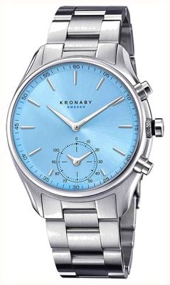 Kronaby SEKEL Hybrid Smartwatch (43mm) Light Blue Dial / 3-Link Stainless Steel Bracelet S3780/2