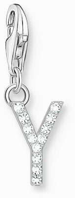 Thomas Sabo Charm Pendant Letter Y With White Stones Sterling Silver 1962-051-14